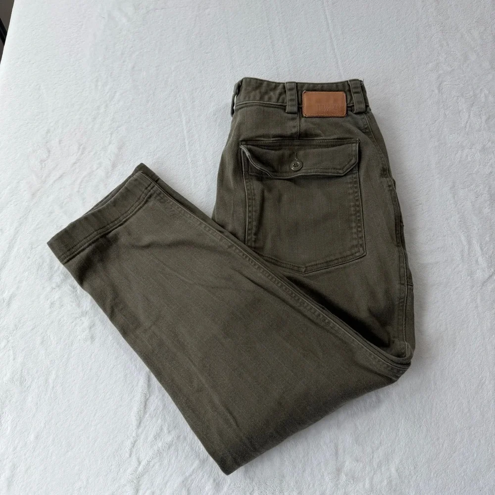 Duluth‎ Trading Co Utility Pants Womens 12 Regular Olive Green Good Herringbone